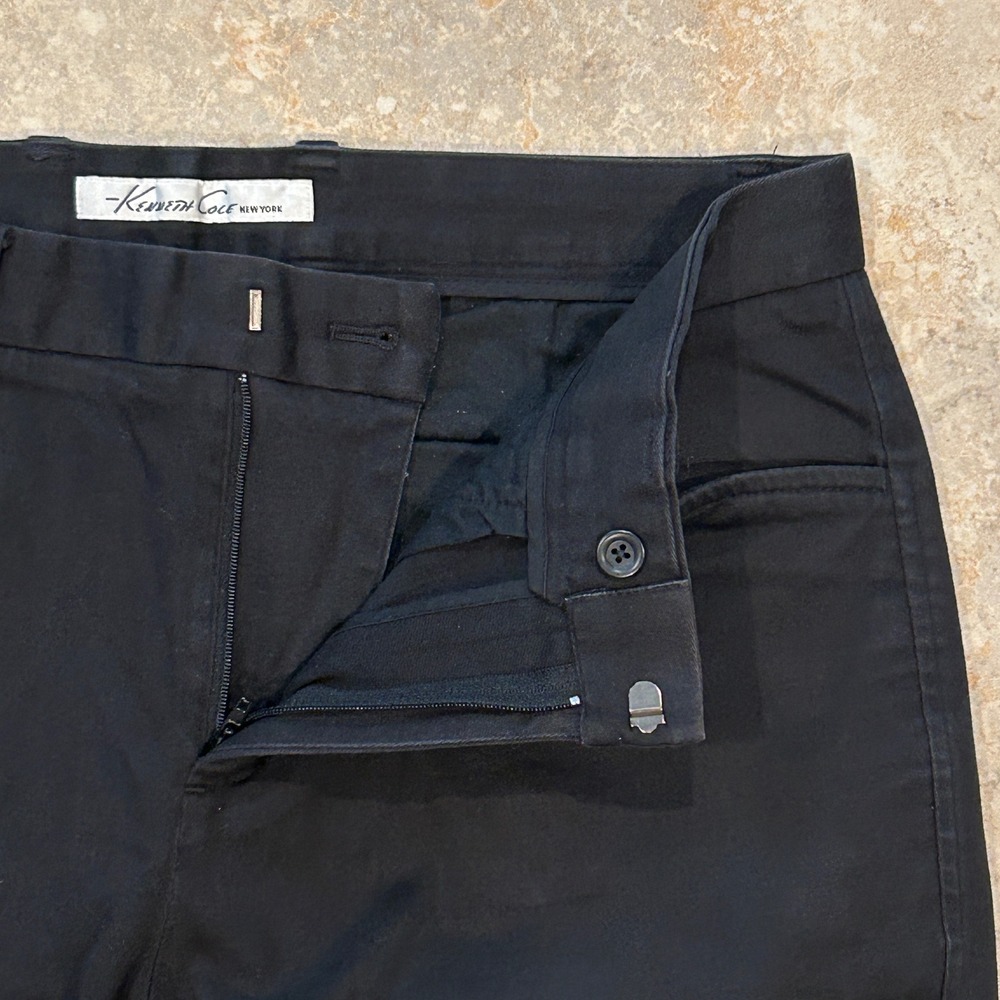 Kenneth Cole Dress Pant‎ Mens 33x34 Black Trousers Stretch Preppy (Fits 34x29)